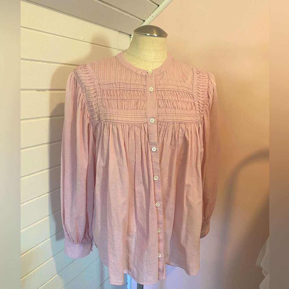 Banana Republic Blouse, Pink Gauzy Cotton, Size Small